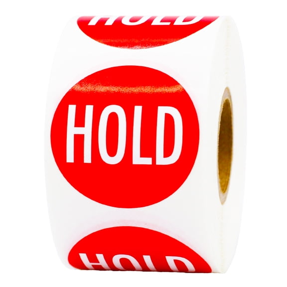 Red "Hold" Shipping; Retail; Inventory Labels | 1.5" inches Round - 500 Pack | InStockLabels.com