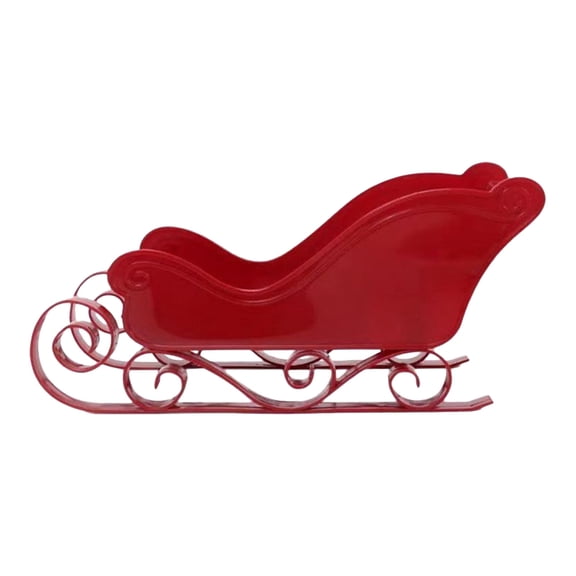 Red Holiday Sleigh Decor Toy For Mantelpiece, Festive Party Favor With Snowman Accent, Plastic Material Festive Display Piece
