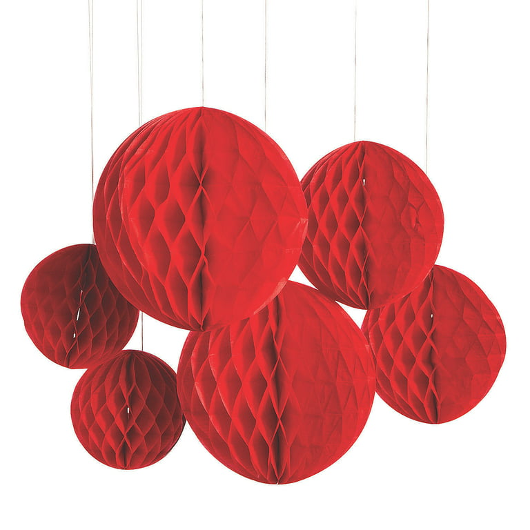 Red Honeycomb Hanging Decor - Party Decor - 6 Pieces