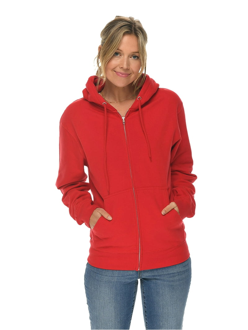 Unisex High Quality Zippered Hoodie in Red and White for Men