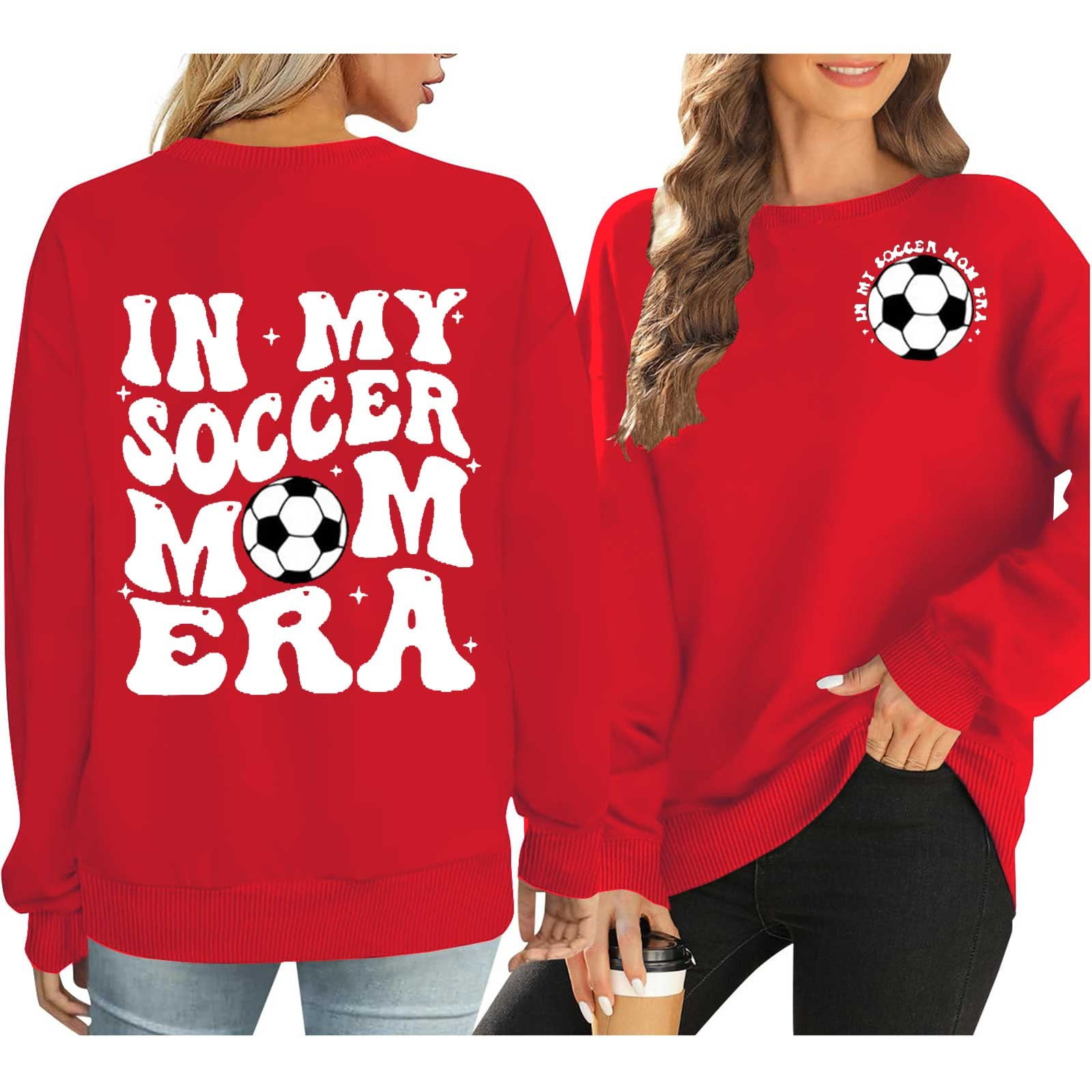Red Hoodies for Women Soccer Mom Sweatshirt Women Funny In My Soccer ...