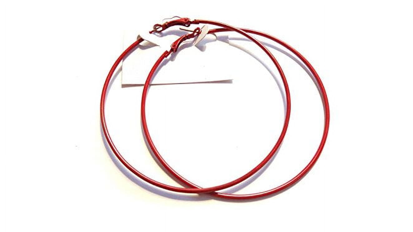 Red Hoop Earrings Classic Thin 3 inch Hoop Earrings - Walmart.com