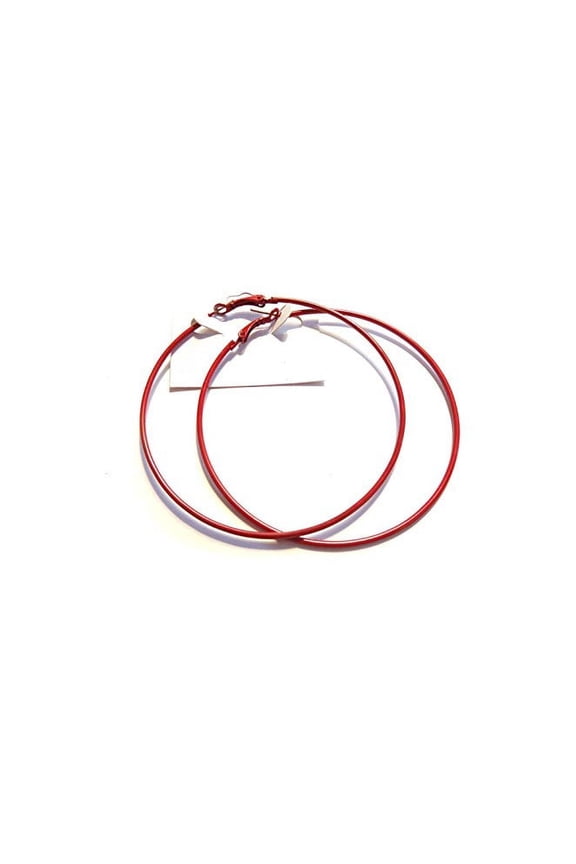Red Hoop Earrings Classic Thin 3 inch Hoop Earrings