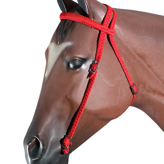 Red Horse Bridle Headstall Flat Braided Paracord By Hilason