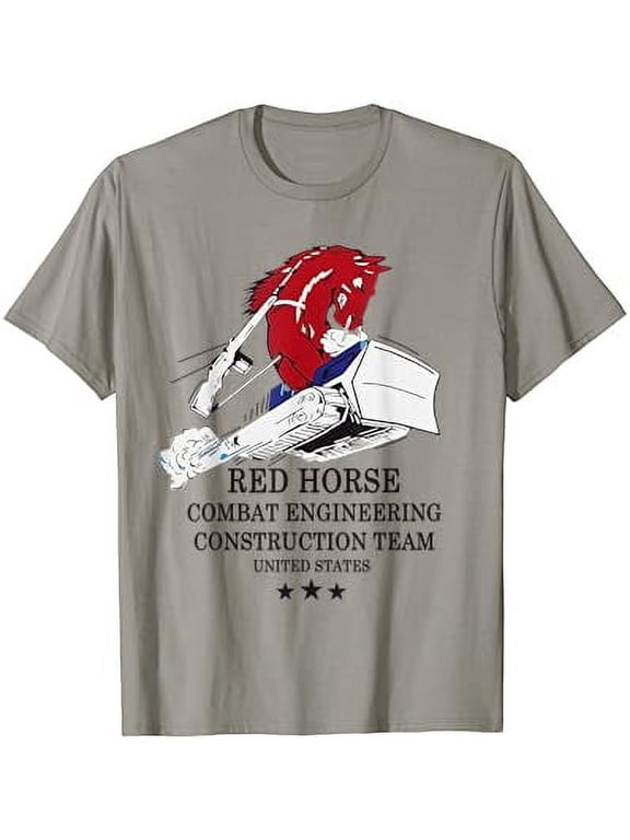 Red Horse Combat Engineer Us Military T-Shirt All Size S-5XL