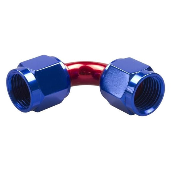 Red Horse Performance RHP8190-08-1 08AN 90 deg Female to Female AN & JIC Flare Swivel Coupling - Red & Blue