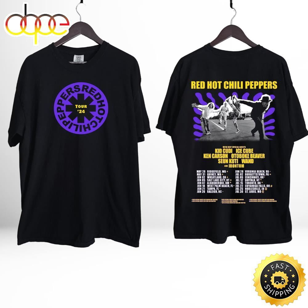 Red Hot Chili Peppers 2024 Tour T-Shirt 2 side basic black