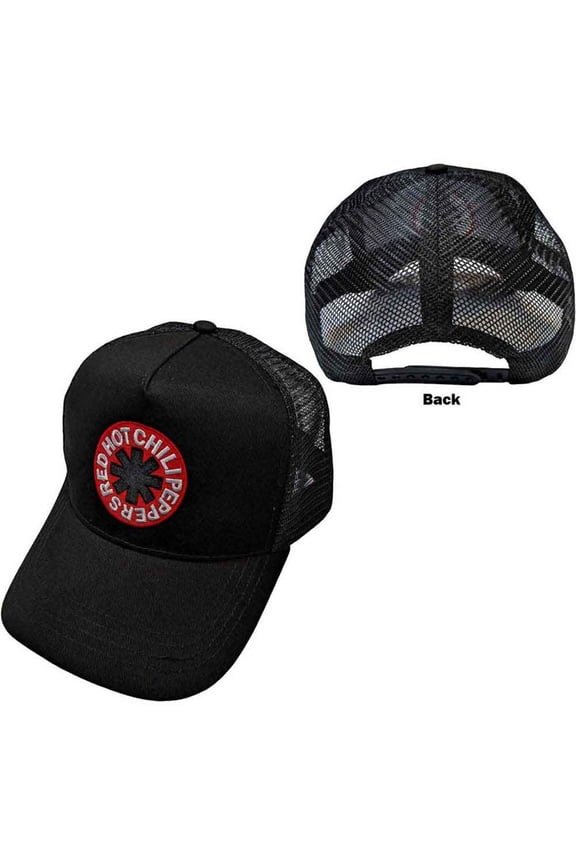 Red Hot Chili Peppers Logo Black Mesh Back Hat Adjustable official Black