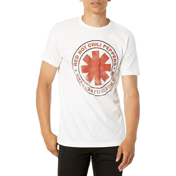 Red Hot Chili Peppers Men's Distressed Outline Slim Fit T-Shirt White XL