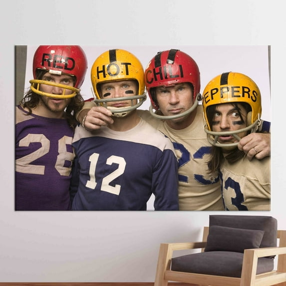 Red Hot Chili Peppers, Printed Canvas, Large Canvas, Canvas Art, Motivation Canvas, Funk Punk Canvas Poster, Helmet Artwork, Canvas Wall Decor - 3P-Gold Framed