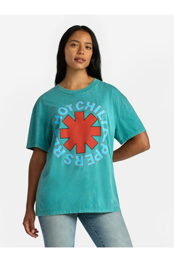 Women's Front Back Graphic Band Tee with Short Sleeves, Sizes XXS-XXL