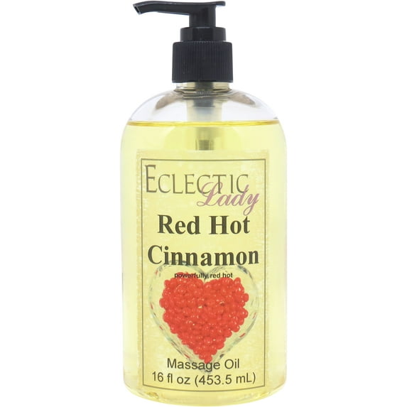 Red Hot Cinnamon Massage Oil by Eclectic Lady, 16 oz, Sweet Almond Oil and Jojoba Oil