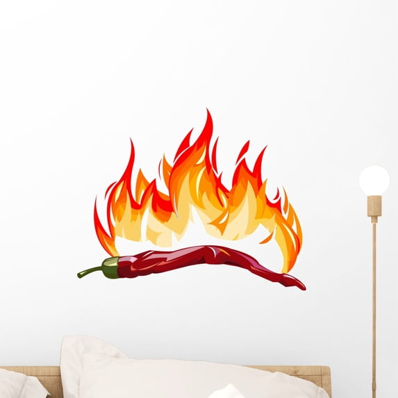 Red Hot Pepper with Wall Mural by Wallmonkeys Peel and Stick Graphic (18 in W x 14 in H) WM226499