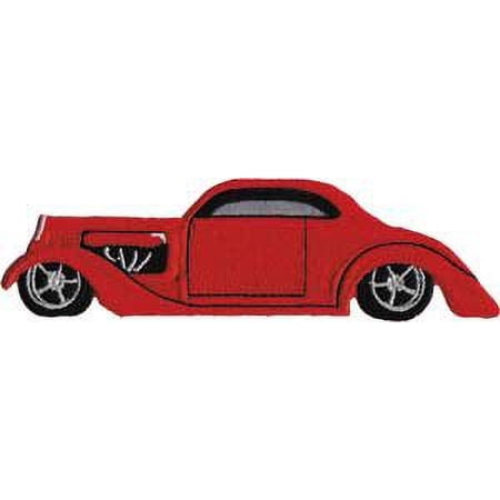 Red Hot Rod Embroidered Patch - 2" Iron-on Patch for Automobile Enthusiasts