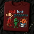 thumbnail image 1 of Red Hot Silly Peppers Embroidered Punk Rock Sweatshirt, Metal Chili Band T-Shirt, Spicy Musician Gift, Funny Vegetable Guitarist Hoodie, 1 of 4