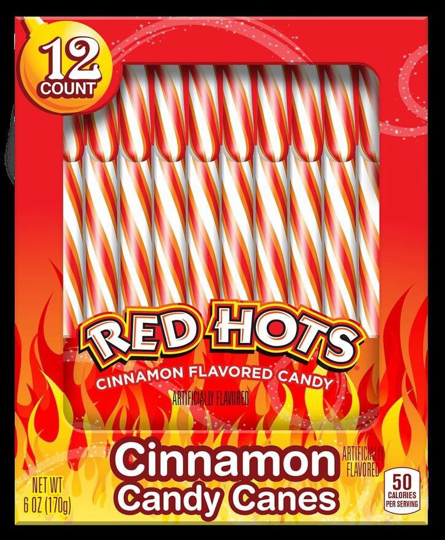 Red Hots Cinnamon Candy Canes, 6 Oz., 36 Count