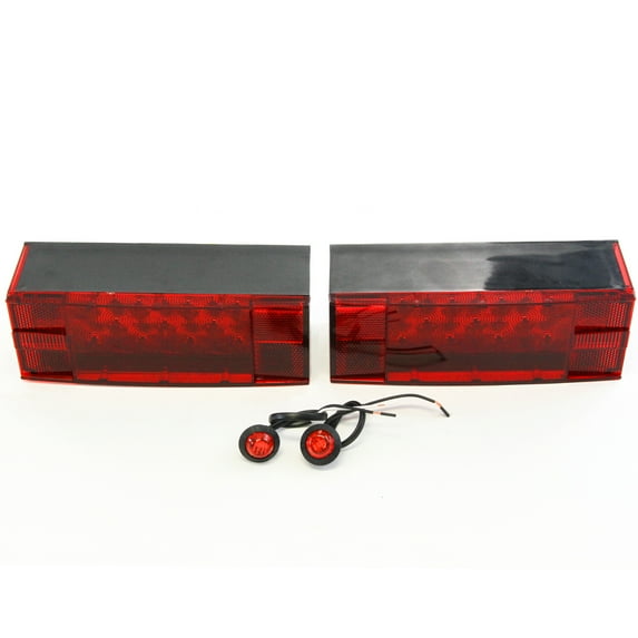 Red Hound Auto (2) LED Submersible Combination Trailer Tail Lights Boat & (2) Red Side Marker