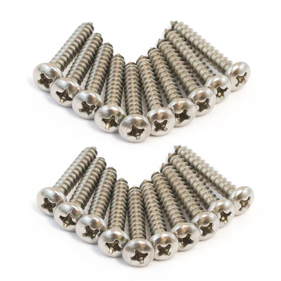 Red Hound Auto 20 Marine Pan Head Self Tapping Screw Set Type A No. 8 x 1 Inch 304 SS Stainless Steel Corrosion Resistant
