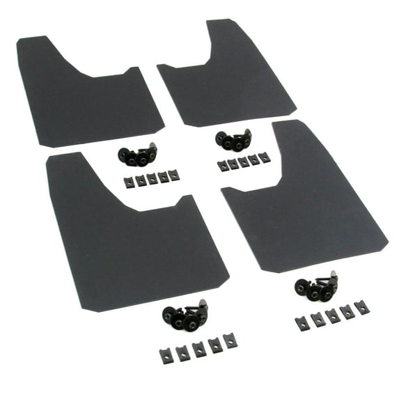 Red Hound Auto 4 Piece Modern Universal Splash Guards Fits Most Cars Sedans Small Vans SUVs and Crossovers Front Rear Driver Passenger Mud Flaps Black 4pc Full Set with Hardware 7.5 Inch x 11 Inch