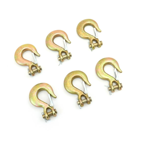 Red Hound Auto (6) Forged 1/4 Inches Clevis Slip Hooks with Latches - Grade 70
