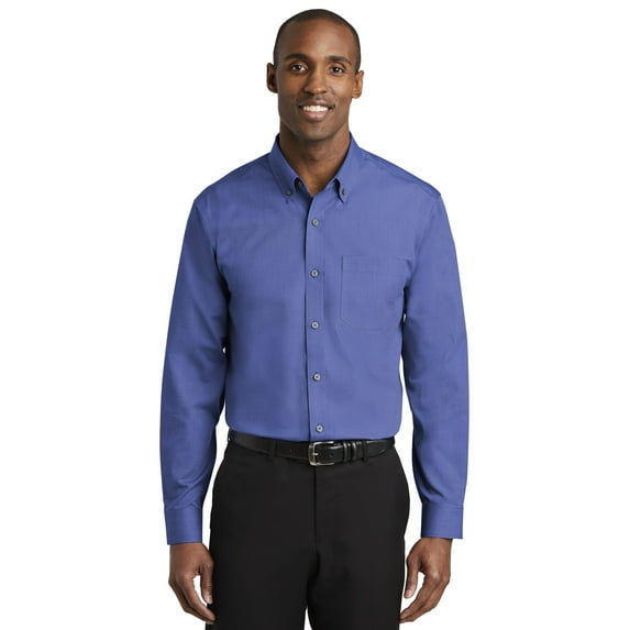 Red House Adult Male Men Plain Long Sleeves Shirt Medit Blue Large