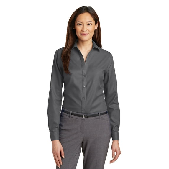 Red House Ladies Non-Iron Diamond Dobby Shirt Rh77 - Dark Charcoal - M