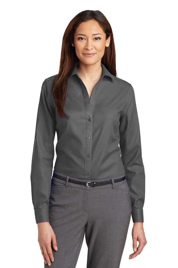 Ladies Non-Iron Diamond Dobby Shirt Rh77 - Dark Charcoal - M