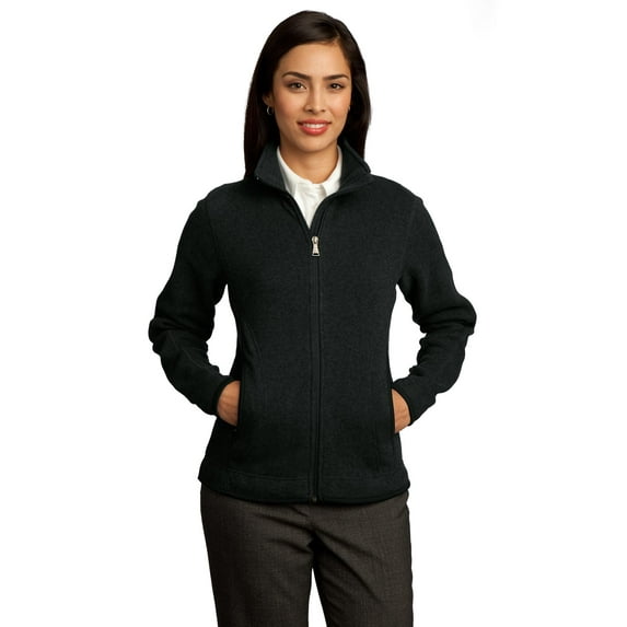 Red House Ladies Sweater Fleece Full Zip Jacket-M (Black)