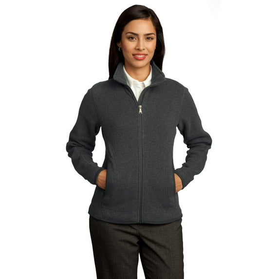 Red House Ladies Sweater Fleece Full Zip Jacket-S (Grey Heather)