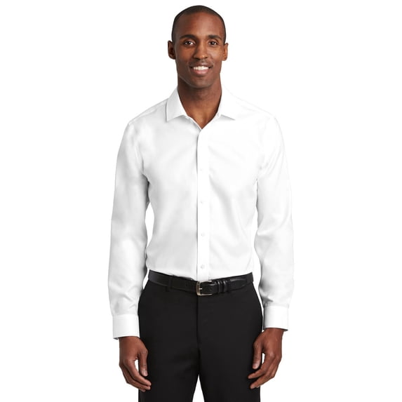 Red House Men's Slim Fit Pinpoint Oxford Non-Iron Shirt, White, X-Small