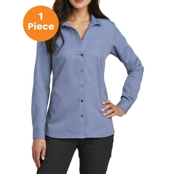 Red House RH470 Ladies Nailhead NonIron Shirt, Navy, L, Womens Button Down Shirts