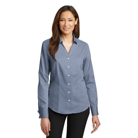 Red House RH63 Ladies French Cuff Non-Iron Pinpoint Oxford Shirt, Blue - 3XL