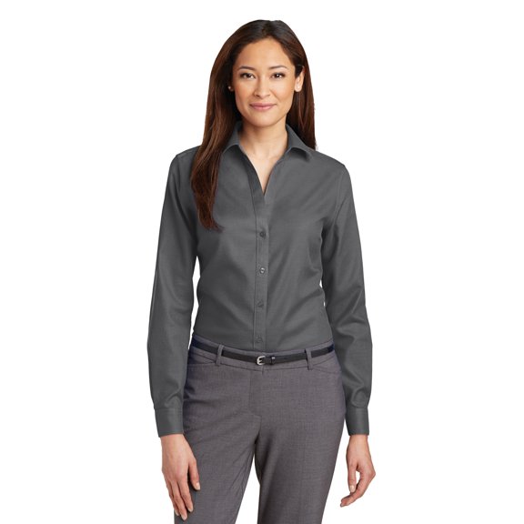 Red House Ladies Non-Iron Diamond Dobby Shirt Rh77 - Dark Charcoal - XS