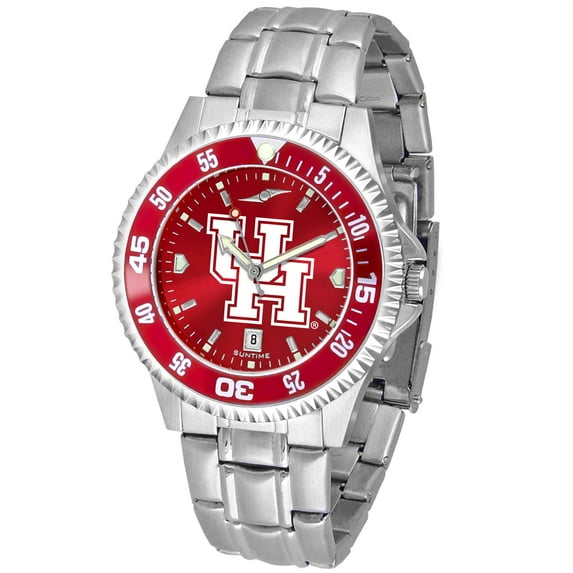 Red Houston Cougars Competitor Steel AnoChrome Color Bezel Watch