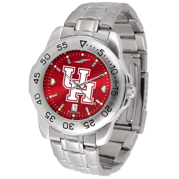 Red Houston Cougars Sport Steel AnoChrome Watch