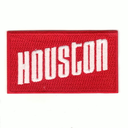 Red Houston Script Box Logo Embroidered Iron on Patch (ALT)