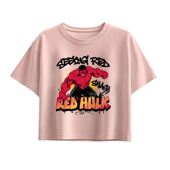 Red Hulk - Graffiti - Youth Girls Boxy T-Shirt