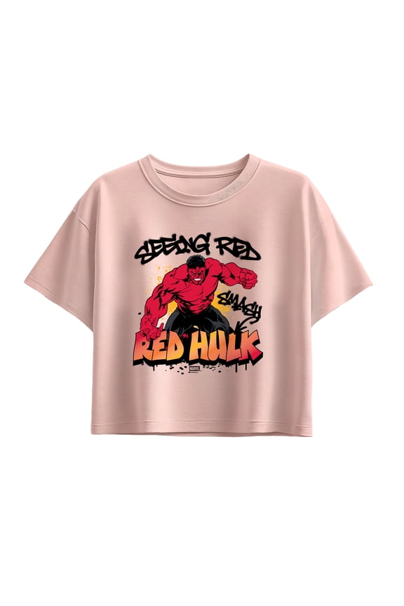 Red Hulk - Graffiti - Youth Girls Boxy T-Shirt