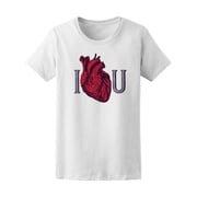 Red Human Heart I Love U T-Shirt Women -Image by Shutterstock, Female Large