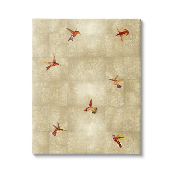 Red Hummingbirds Flying Pattern Animals & Insects Graphic Art Gallery Wrapped Canvas Print Wall Art