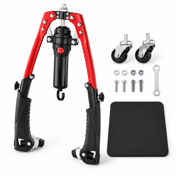 Red Hydraulic Arm Exercise Machine with Counter, 3-in-1 Chest and Core Workout