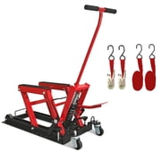 Red Hydraulic Motorcycle Lift Jack with 1500 LBS Capacity, Portable Design for ATV and UTV Maintenance