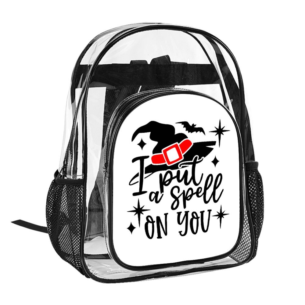 Red I Put A Spell On You Clear Backpack Waterproof PVC Clear Backpacks