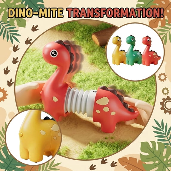 Red Impact Stretchy Transforming Long Neck Dinosaur Toy - Stretches & Transforms Neck On Collision Impact - For Boys Girls 3+ Year Old As Party Favors