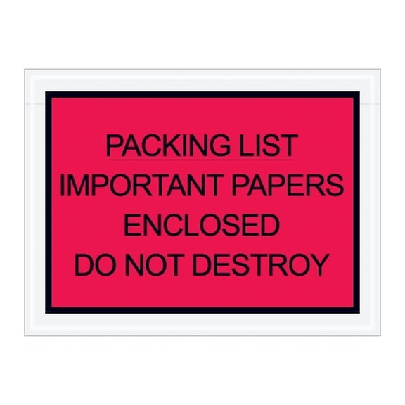 Red "Important Papers Enclosed" Envelopes 4 1/2" X 6" (1000 Case)