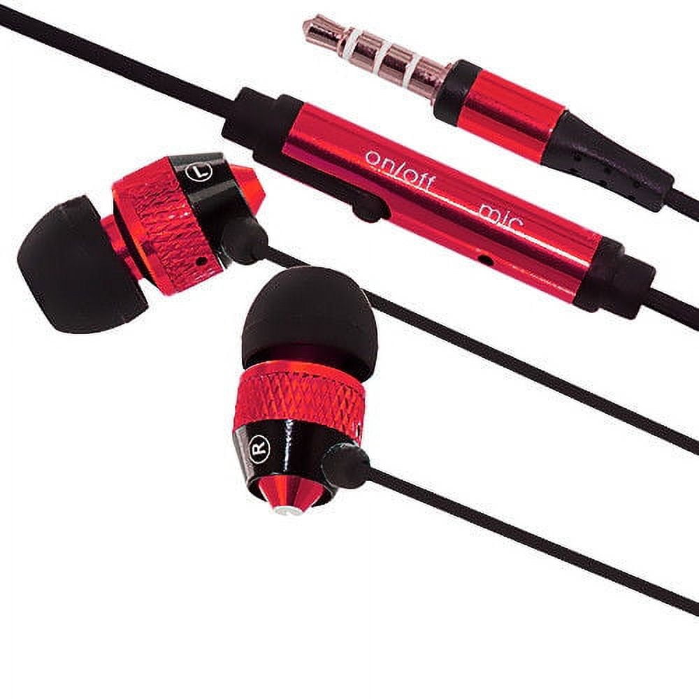 Red and online black earphones