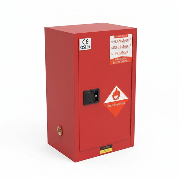 Red Industrial Chemical Safety Cabinet 12 Gallon Double Wall Steel Fireproof Storage Cabinet with Adjustable Shelf Three Point Lock Ventilation Design for Laboratory Factory Use