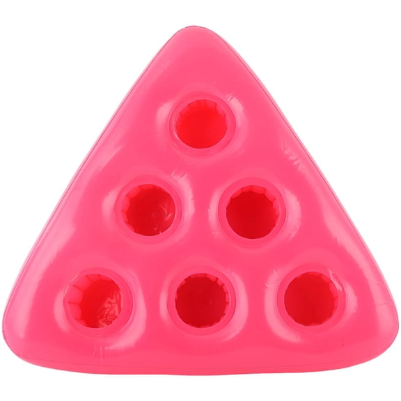 Red Inflatable Drink Holder, Triangular PVC Floating Drink Holder for Pool Parties, 6-Cup Capacity, Anti-Tip Design with Tying Rope, 17.3 x 5.9 in for Beach & Lake Fun, Water Recreation