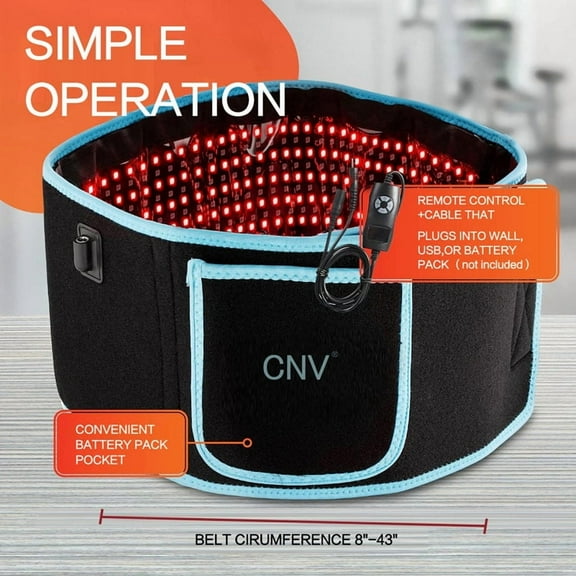 Red Infrared Light Belt, 600LED Combo 660nm and 850nm, Flexible Wearable Wrap Pad with Timer for Waist Back Shoulder