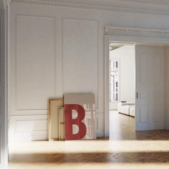 Red Initial B Wall Art Bold Alphabet Letters Trendy Minimalist Monogram Vintage Style